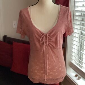 gorgeous rose lace ruched top